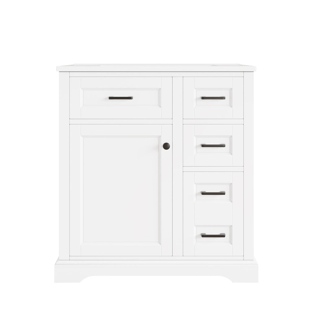 Mobile sottolavabo con 1 anta e 4 cassetti - per bagno - 76×47×82 cm - bianco