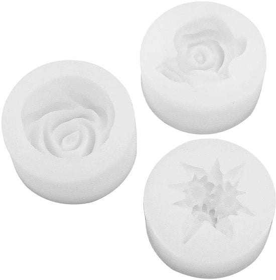 Forme di fiori in silicone per creare candele - 3 pezzi - 6,7 x 6,5 x 2,5 cm - forme per candele