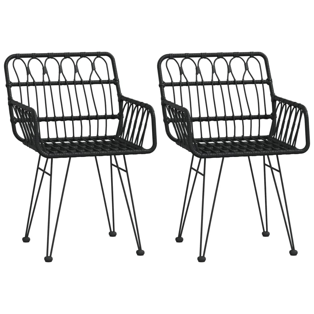 Set da pranzo da giardino per esterni 3 pezzi in resina di vimini nera 02_0013678