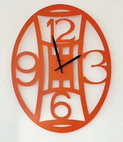 Orologio da Parete in Metallo Numeri Ovale Arancio 48 x 38 cm