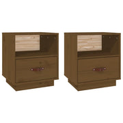 Set di 2 Comodini | Armadio da Notte | Mobiletto da notte ambra 40x34x45 cm in Legno Massello di Pino