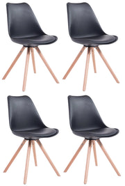 Set di 4 sedie Toulouse in ecopelle rotonde nero,natura