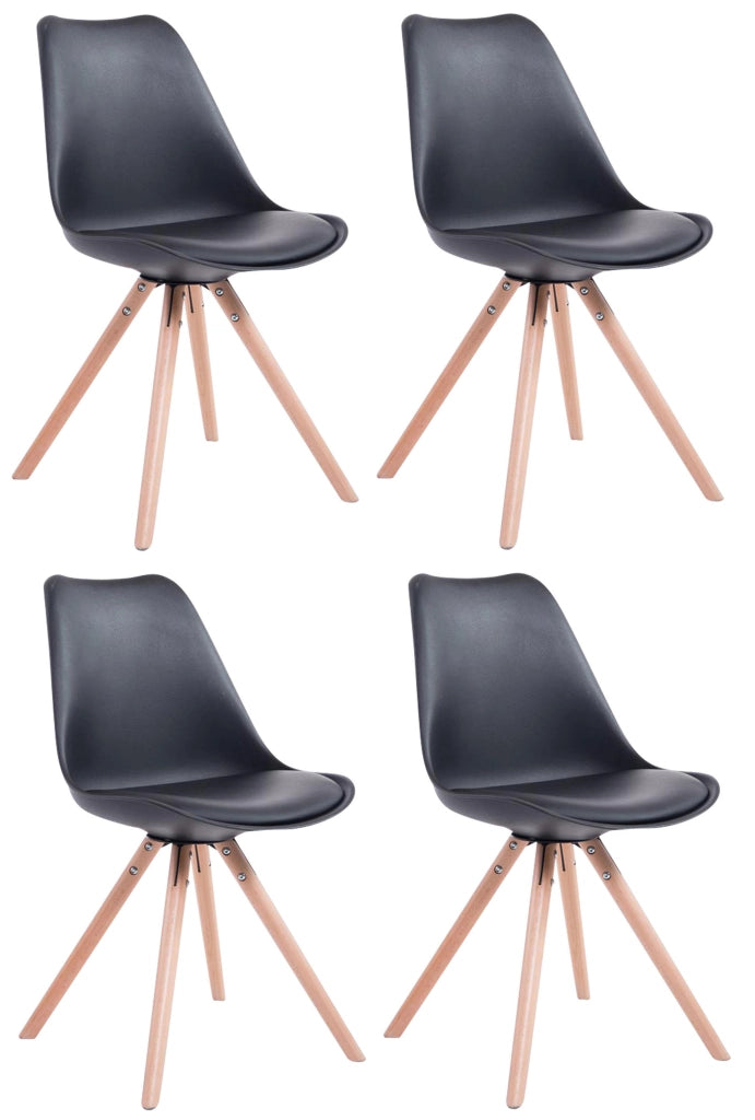 Set di 4 sedie Toulouse in ecopelle rotonde nero,natura