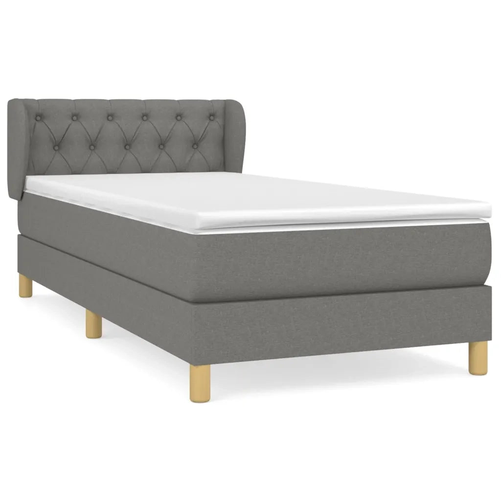 Letto singolo | Letto per adulti | Giroletto a Molle con Materasso Grigio Scuro 80x200 cm Tessuto