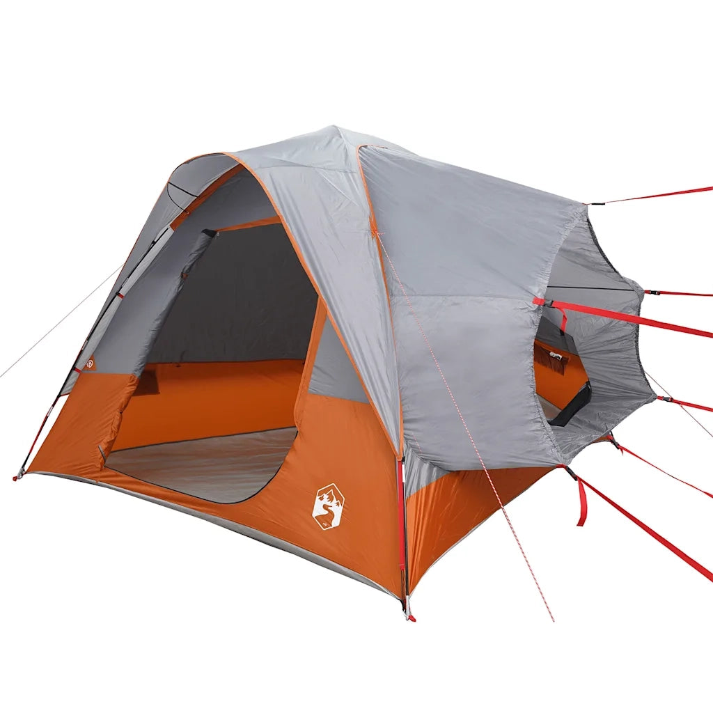 Tenda da Campeggio 4 Persone-Tenda per Escursionismo Grigio e Arancione Impermeabile 389115