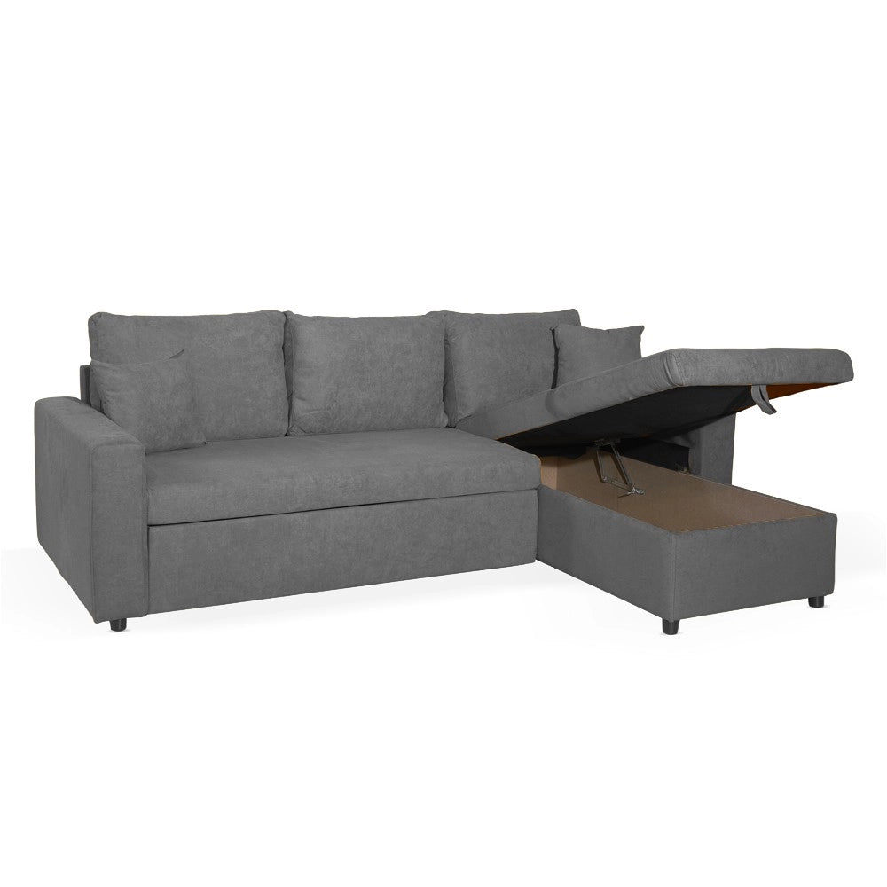 Divano con penisola reversibile funzione letto Golf tessuto grigio scuro 225x148x91H