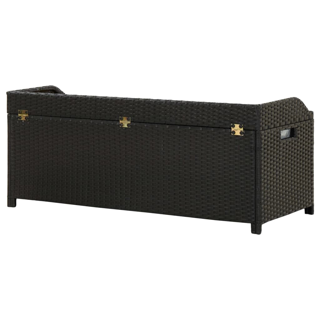 Panca da giardino mobili da esterno per patio contenitore da giardino per terrazza 120 cm resina intrecciata nera 02_0011805
