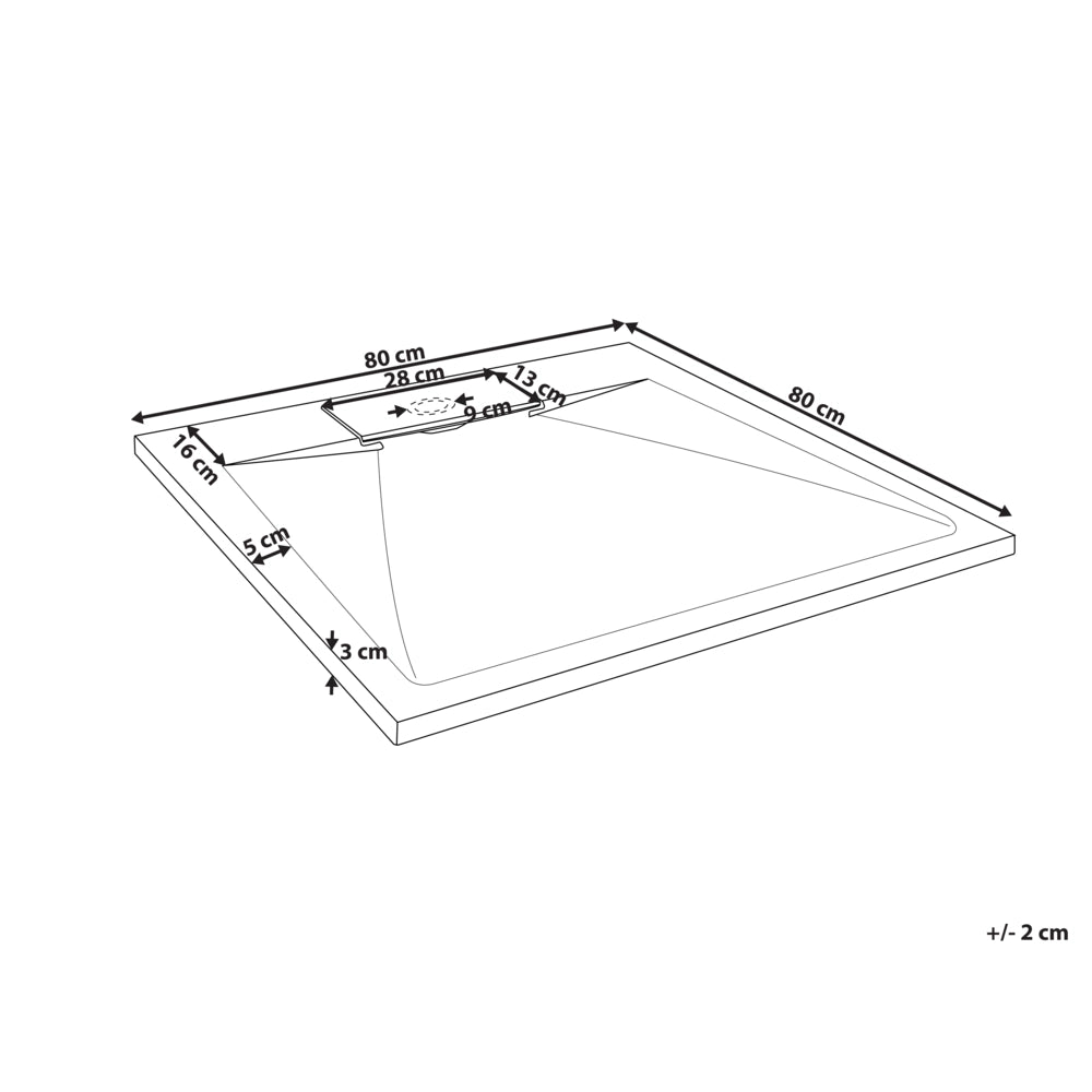 Piatto doccia con scarico nero SMC 80 x 80 x 3 cm effetto pietra naturale minimalista