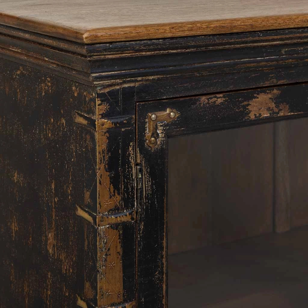 Credenza in legno, vetro e metallo marrone 170x40x90