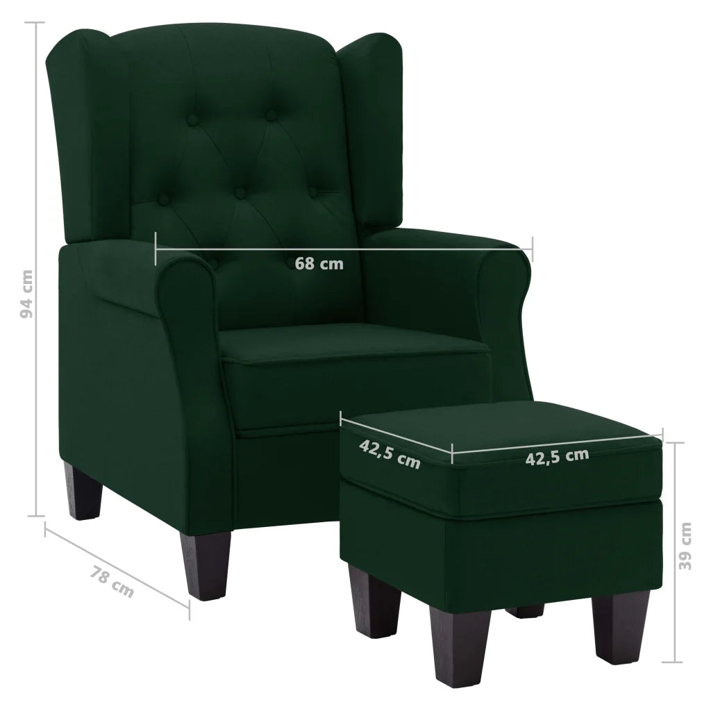 Poltrona | Sedia Relax con Poggiapiedi Verde Scuro in Tessuto