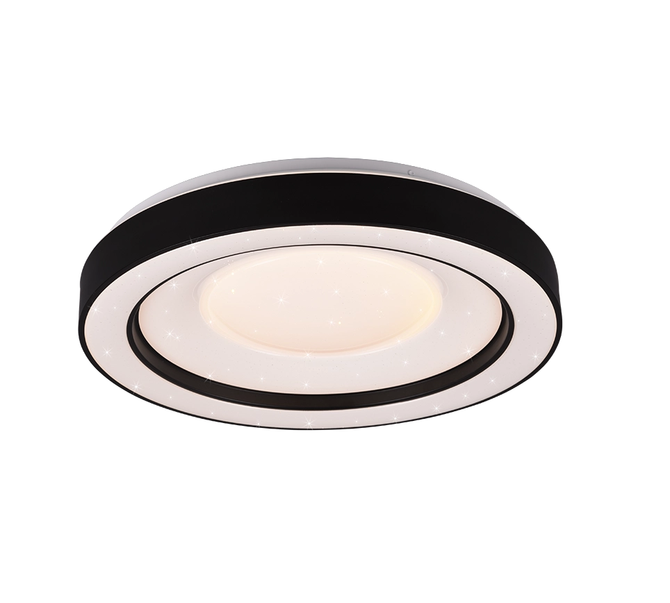 Plafoniera LED RGB effetto stelle, nero e cromo, 49x8 cm, Arco