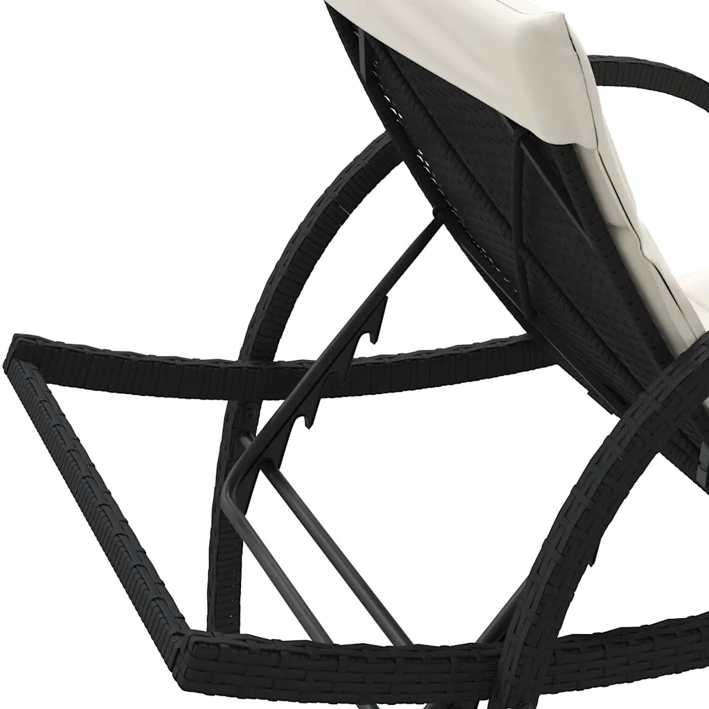 Lettini Prendisole 2 pz | Sdraio da giardino | Lettino da sole con Cuscini Neri in Polyrattan