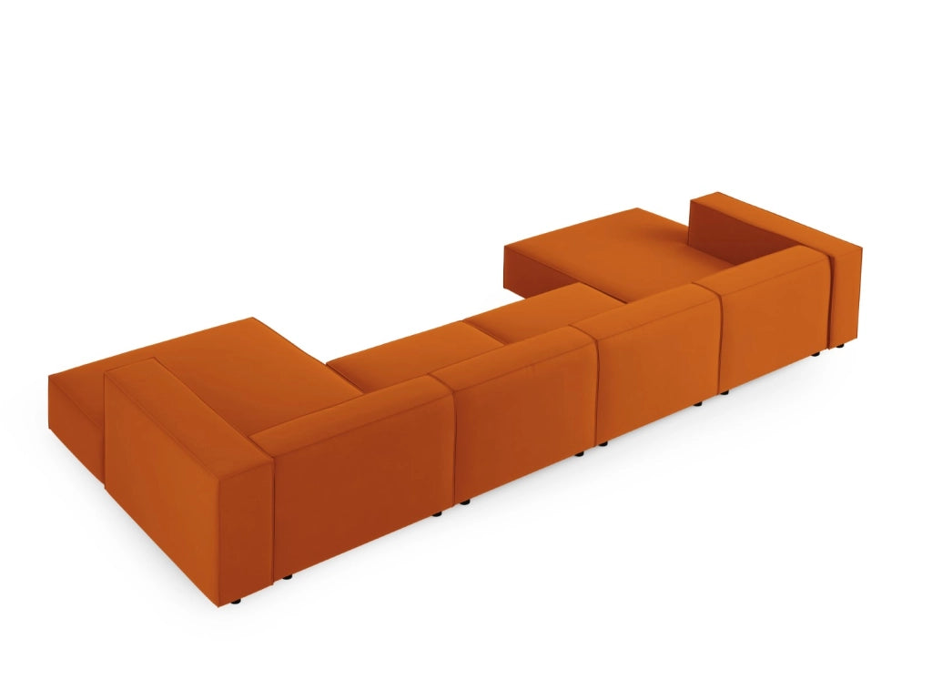 Cosmopolitan Design - Divano panoramico "Arendal" 6 posti in velluto terracotta 