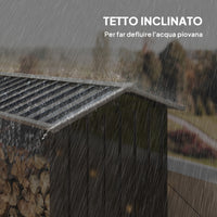 Legnaia con Struttura con Base Rialzata 240x 86x160 cm in Acciaio Galvanizzato Nero