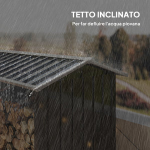 Legnaia con Struttura con Base Rialzata 240x 86x160 cm in Acciaio Galvanizzato Nero