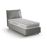 Letto singolo Arzon, Letto contenitore con rivestimento in tessuto, Made in Italy, Apertura frontale, con materasso cm 90x200 incluso, Grigio