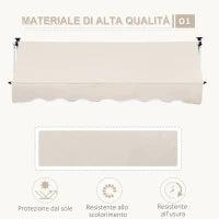 Tenda da Sole a Bracci 4x1.2m con Manovella e Struttura Telescopica, Cachi