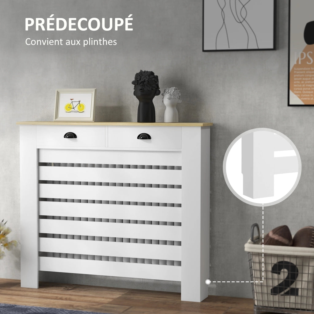 Copriradiatore con 2 cassetti in legno ¨C zephmum ¨C 111x19.5x95.5 cm bianco