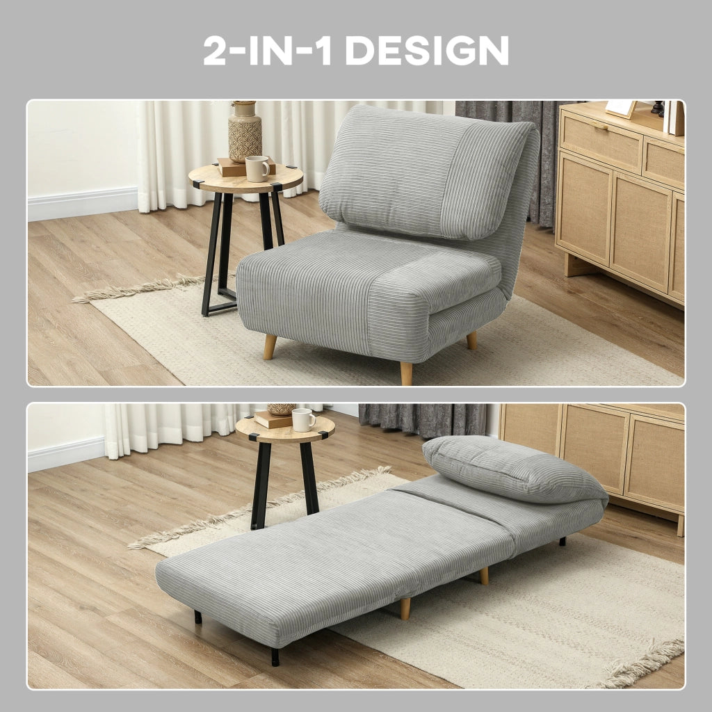 Letto imbottito singolo con testiera regolabile ¨C Zephmum ¨C Grigio 82x87x89 cm