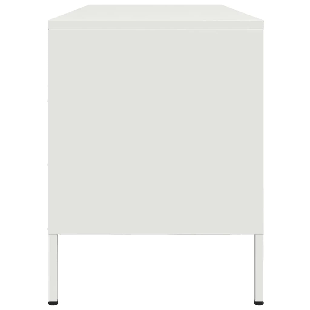 Mobile TV multimediale mensola TV credenza TV per sala da pranzo soggiorno camera da letto 100,5 x 39 x 50,5 cm acciaio bianco 02_0025542