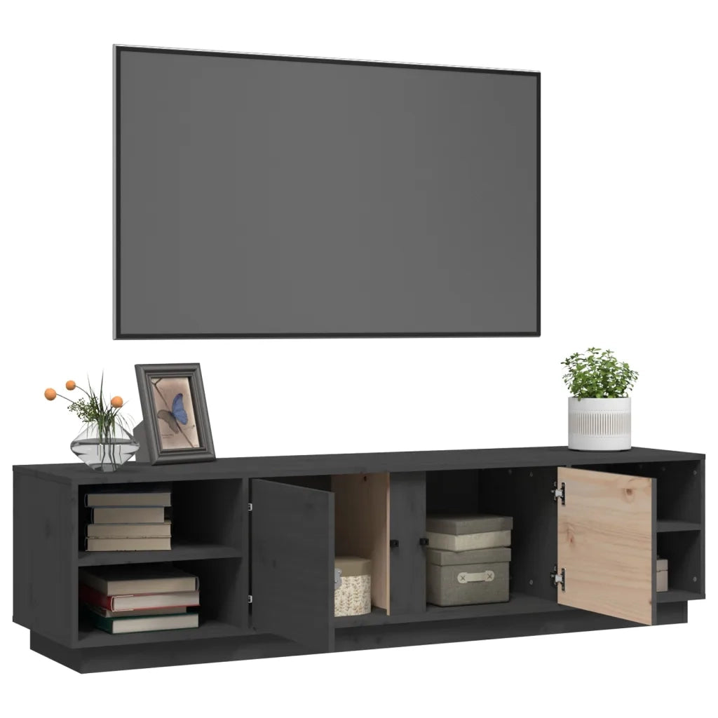 Mobile Porta TV Grigio 156x40x40 cm in Legno Massello di Pino 814456