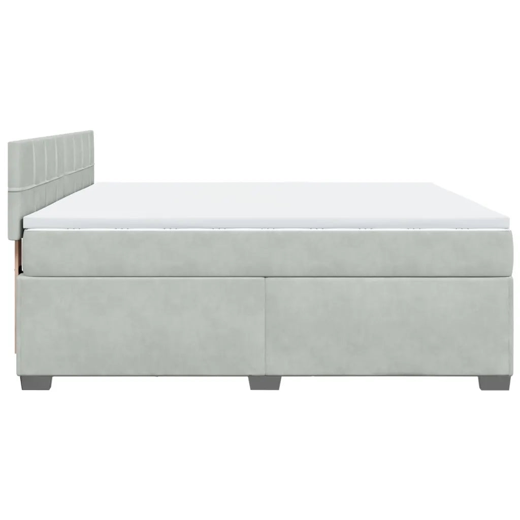 Giroletto a Molle con Materasso Grigio Chiaro 180x200cm Velluto
