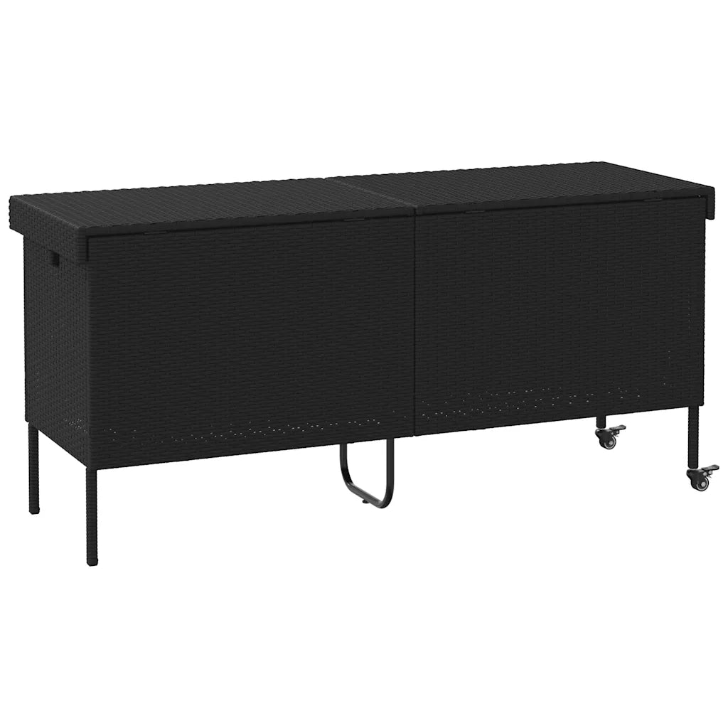 Contenitore da Giardino con Ruote Nero 160x55x75 cm Polyrattan CFW6398681