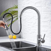 Cranio da cucina con 2 tipi di getto a spruzzo, miscelatore da cucina a 360° girevole in acciaio inox liscio, per vano cucina