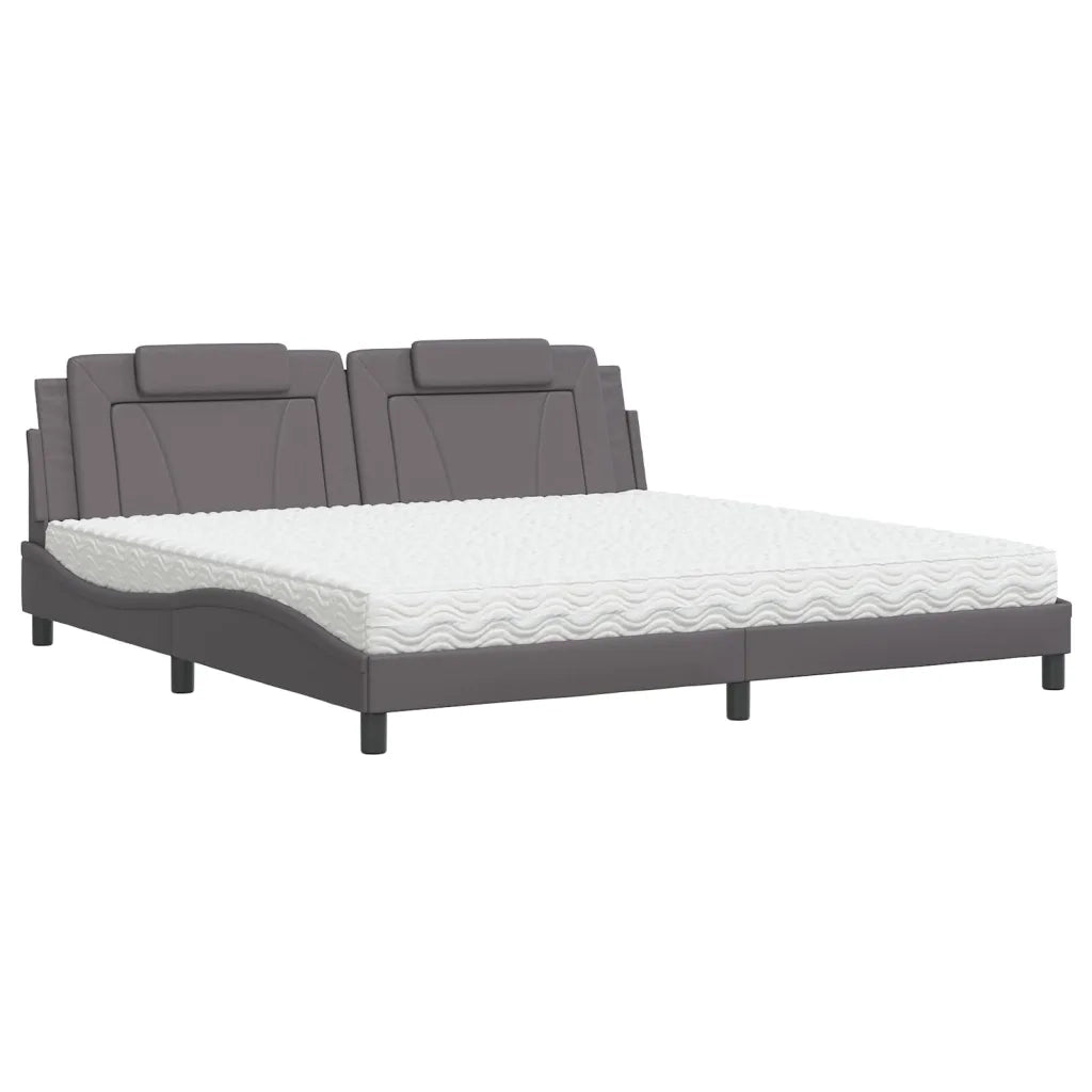 Letto Viana con Materasso Grigio 200x200 cm in Similpelle 3208820