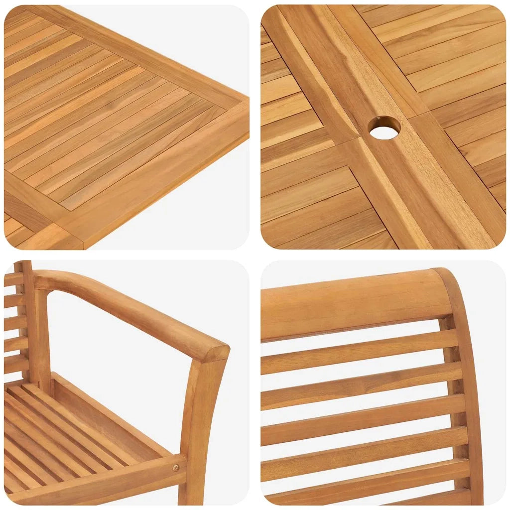 vidaXL Set da Pranzo per Giardino 9 pcs Marrone 280 x 100 x 75 cm