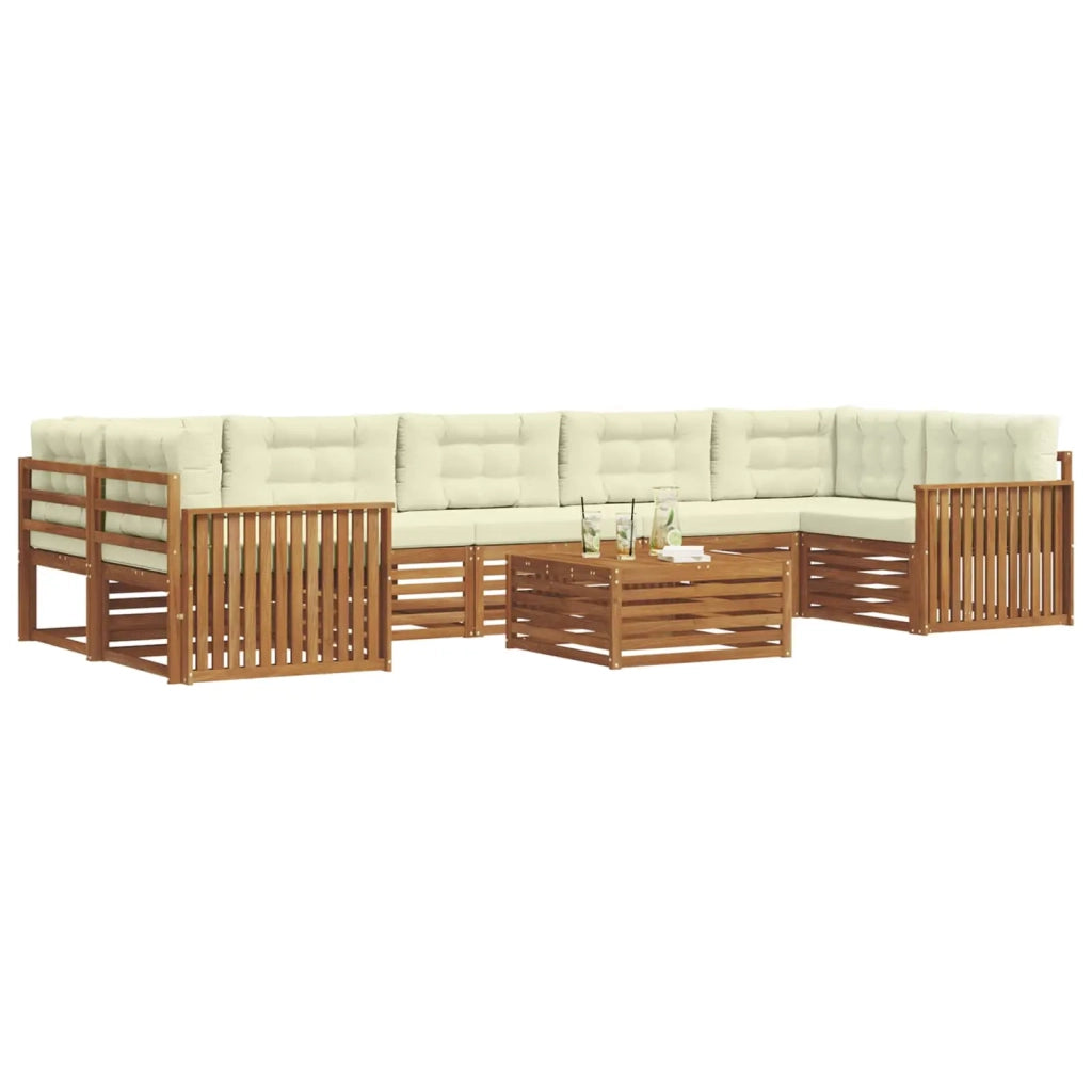 Set di divani da esterno con cuscino 8 pcs Naturale e Crema