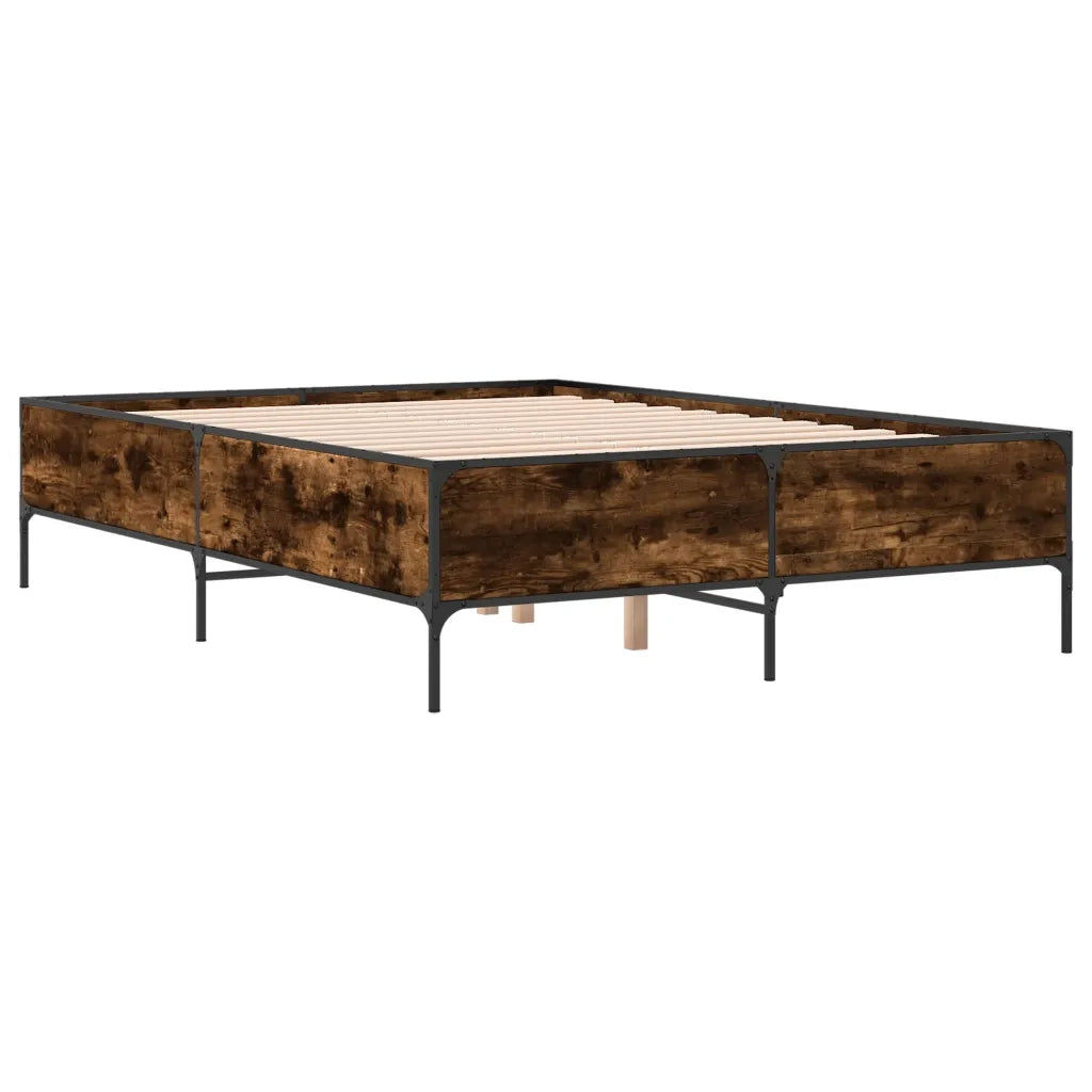 Giroletto-Struttura Letto Rovere Fumo 120x190 cm in Legno Multistrato Metallo 238394