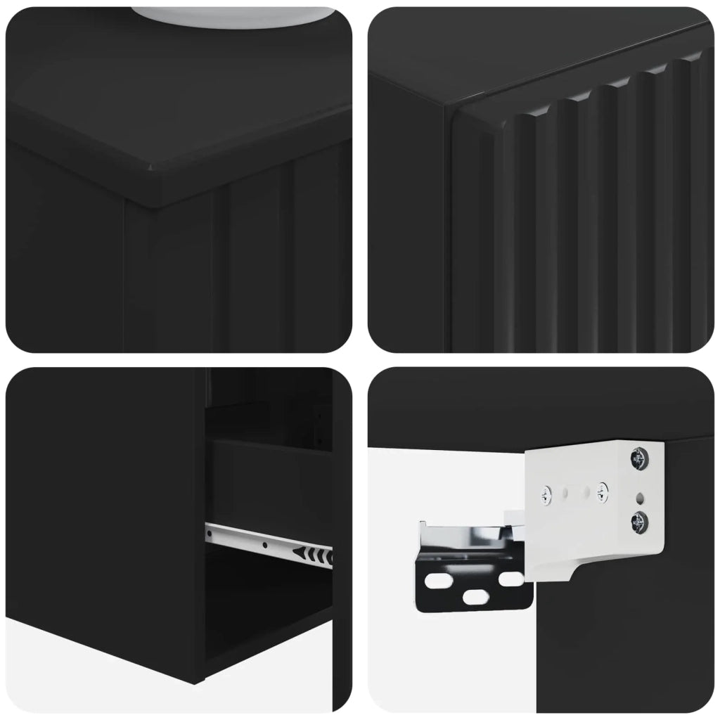 Set di mobili per il bagno 3 pz Nero 33 x 34,5 x 160 cm 3406084