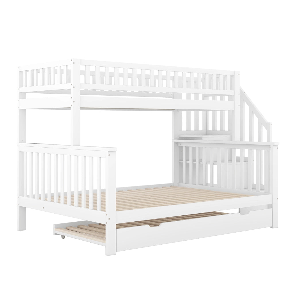LETTO a castello con letto estraibile 90x200/140x200 cm pino bianco