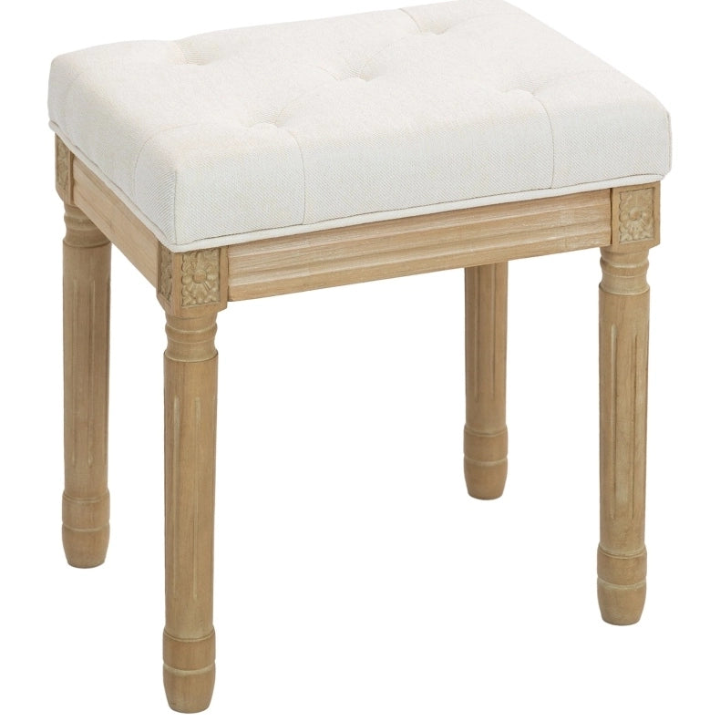 Sgabello imbottito 42x32x46;5 cm beige in poliestere; stile rustico