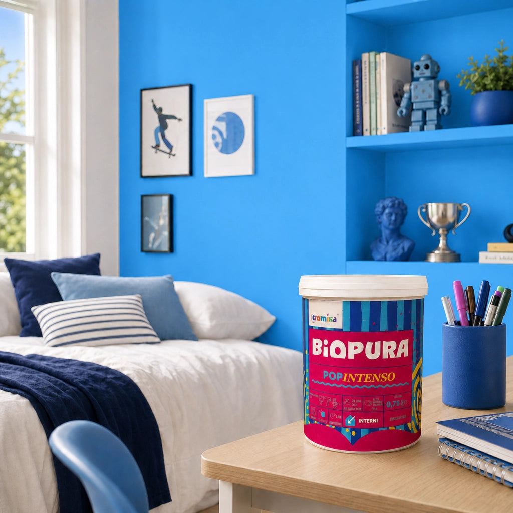 Popintenso palestra e decori interni pittura murale lavabile e coprente cromika *** formato 0,750 lt, colore- blu spl...
