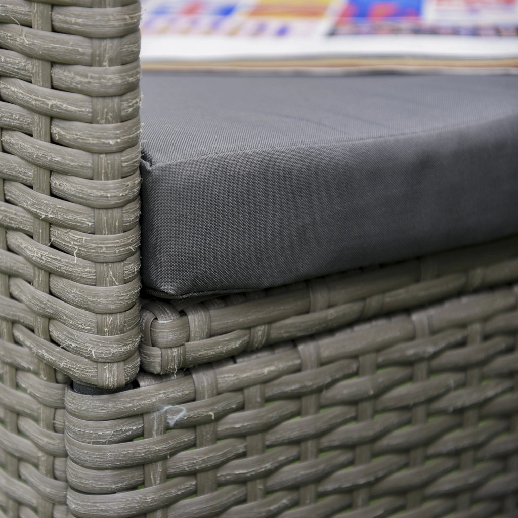 Set 3 Pezzi Salotto Giardino in Rattan PE e Acciaio ¨C zephmum ¨C Grigio con Cuscini e Tavolino Vetro
