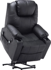 Sedia di Massaggio Elettrica - Sedia di Massaggio - Pelle Finta - Sedia per Rilassarsi - Sedia per Relax - Nero - Sedia per TV - Funzione "Alzati" - Funzione di Calore - Funzione di Luce e Vibrazione - 85 x 94 x 100 cm