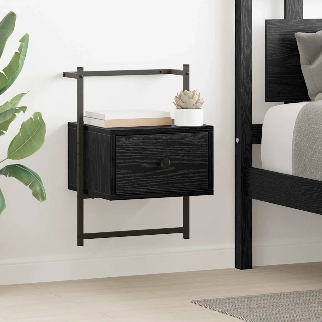 Set di 2 Comodini | Armadio da Notte | Mobiletto da notte con cassetto Rovere Nero 35 x 30 x 51 cm