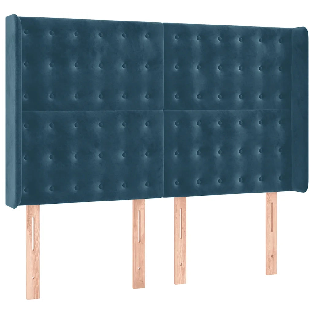 Letto a Molle con Materasso e LED Blu Scuro 140x200 cm