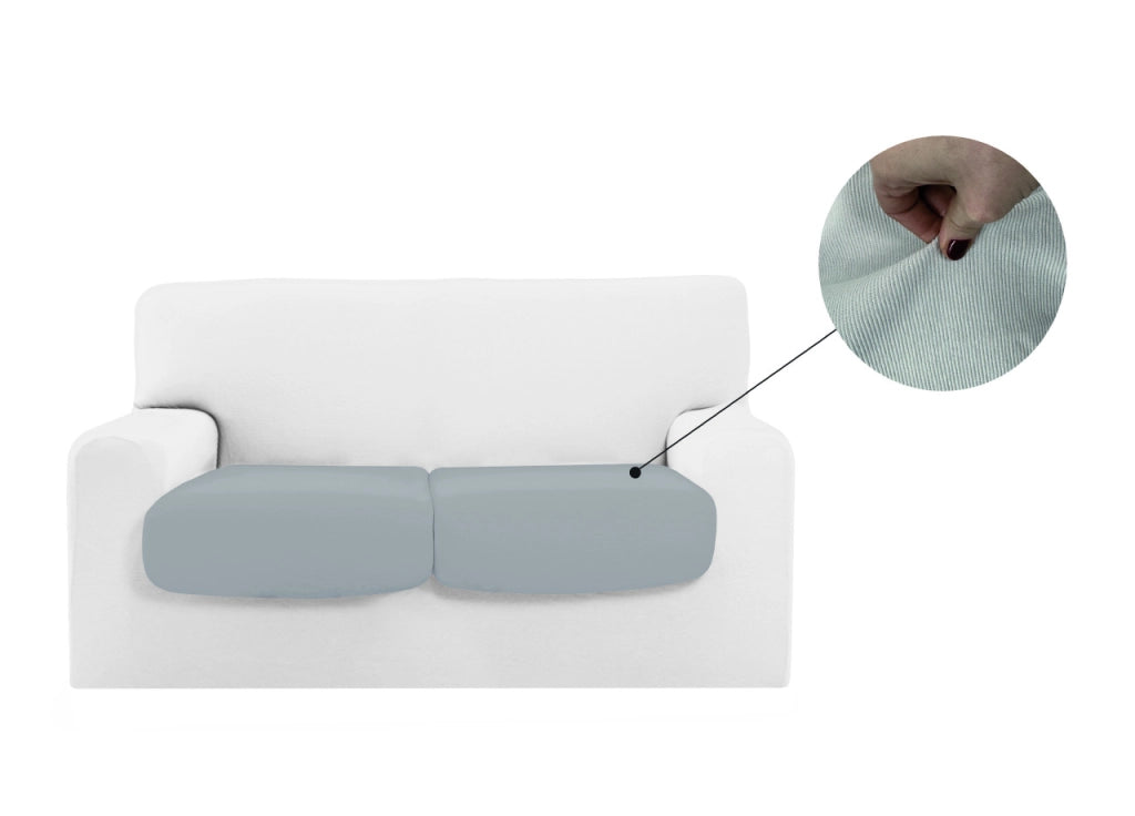 Copridivano Copriseduta Sofà Elasticizzato Tinta Unita Smile Tessuto Millerighe - Seduta 4 Posti - Grigio Sassi
