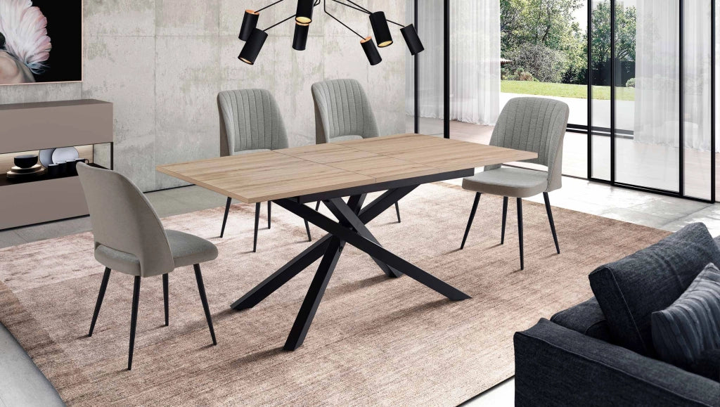 Set 2 sedie da pranzo Hispanohogar ferro e tessuto grigio 88×50×60 cm
