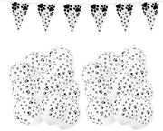 Set di palloni per feste - 20 pezzi - con impronta di zampa - set di decorazioni per feste - con impronta di zampa di cane - palloni in lattice - bandiera da tenda nera/bianca - palloni per feste