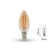 Lampada Filo Led a Filamento E14 C35 4W=35W Bianco Caldo 2200K Amber Copertura Vortici Cover Twist SKU-7115