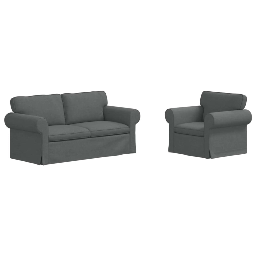 Set di divani 2 pcs Grigio scuro 175 x 82 x 80 cm Tessuto