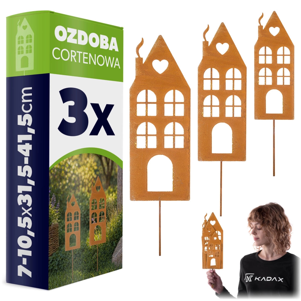KADAX Ozdoba cortenowa Domy P25727 K16456 ZESTAW 1 PACZKA = 1 SZT !!!!
