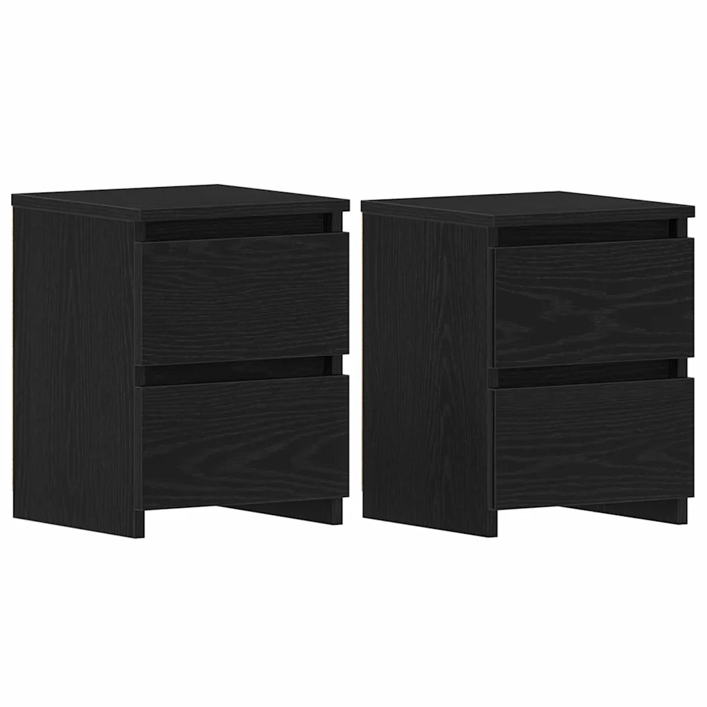 Set di 2 Comodini | Armadio da Notte | Mobiletto da notte con cassetto Rovere Nero 30 x 30 x 40 cm