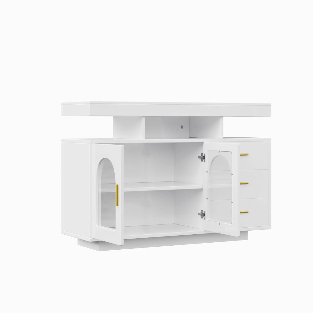 Credenza LED 120x40x80 cm in truciolare e acrilico bianco