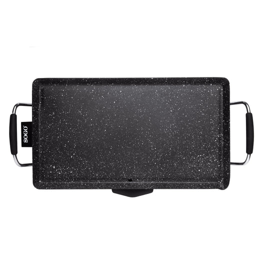 SOGO Grill Elettrico da Tavolo con Rivestimento in Marmo Antiaderente 2000W – Piastra Teppanyaki, BBQ, Termostato Regolabile, Facile Pulizia