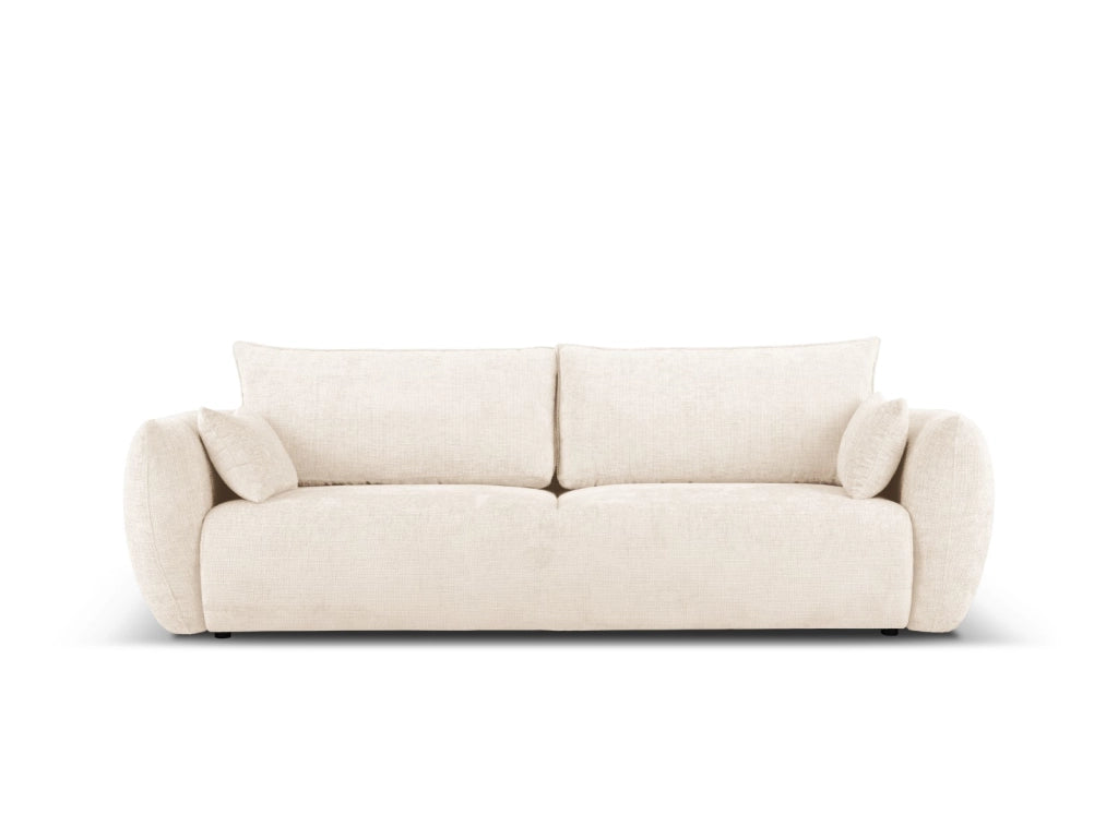Cosmopolitan Design - Divano convertibile con contenitore "Matera" 3 posti in ciniglia beige chiaro 
